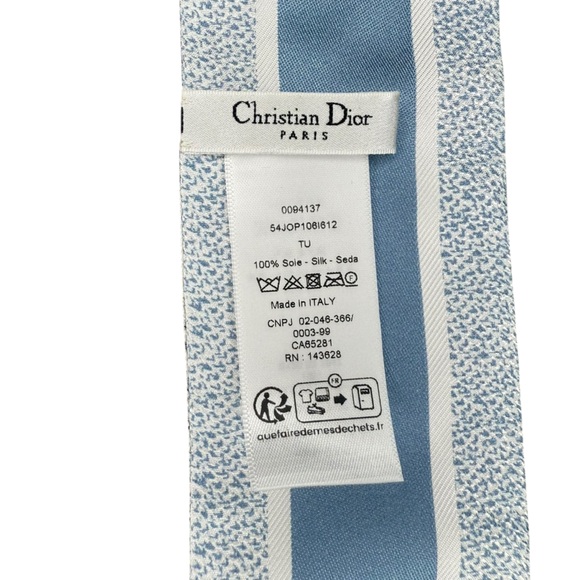 Christian Dior Elegant Blue/White Silk Mitzah Scarf New Luxury Floral - Picture 9 of 14